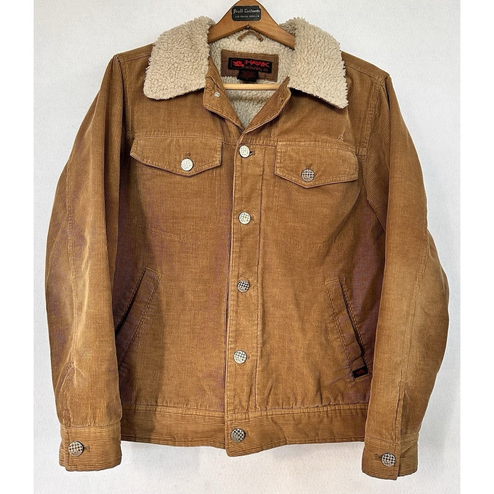 Tony Hawk Jacket Corduroy Sherpa Lining Chore Coat Men's Small Brown
